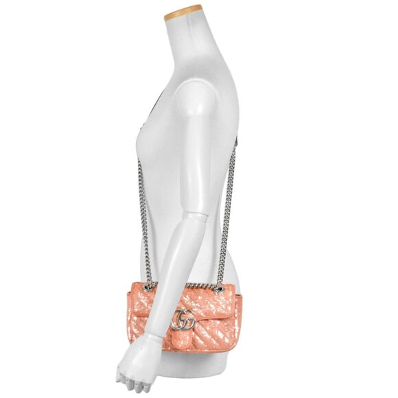 GUCCI Authentic Pink Leather GG Marmont Shoulder Bag - Picture 8 of 8